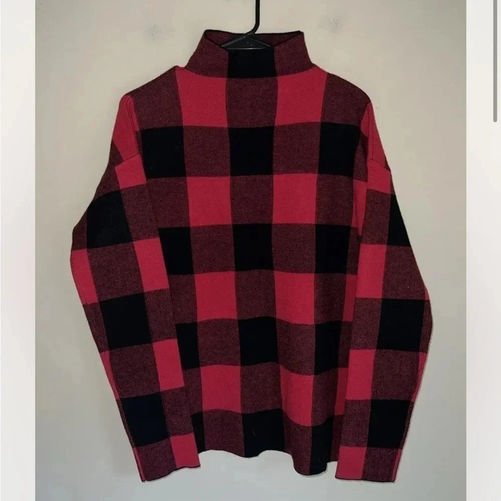 NWT Tommy Bahama Buffalo Check Plaid Mock Neck Sweater Women's Size M